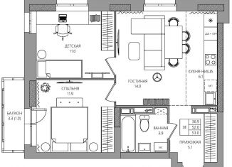 Продам 3-ком. квартиру, 53 м2, Пермь, Индустриальный район, улица Капитана Гастелло, 15