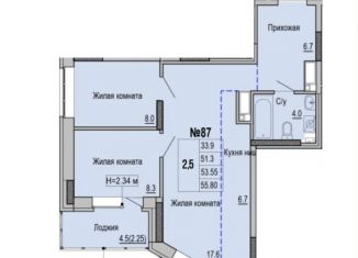 3-комнатная квартира на продажу, 55.8 м2, Ижевск