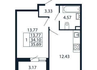 Продам 1-ком. квартиру, 37.3 м2, Санкт-Петербург, метро Комендантский проспект, Арцеуловская аллея, 9