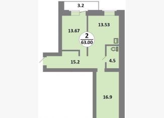 Продается 3-комнатная квартира, 64.4 м2, Красноярск, Соколовская улица, 52