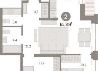 Продам 2-ком. квартиру, 65.8 м2, Новосибирск, метро Сибирская