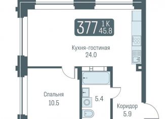 Однокомнатная квартира на продажу, 45.8 м2, Новосибирск, метро Студенческая