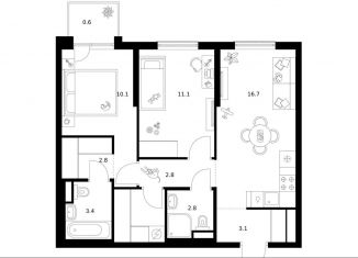 2-ком. квартира на продажу, 57 м2, Москва, жилой комплекс Москворечье, 1.1, метро Кантемировская