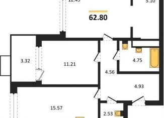 Продаю 2-ком. квартиру, 62.8 м2, Воронеж, набережная Чуева, 7