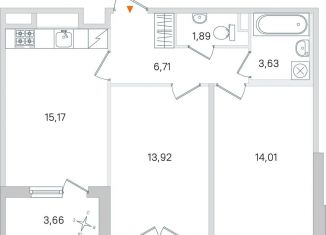 Продам 2-ком. квартиру, 57.5 м2, Пушкин