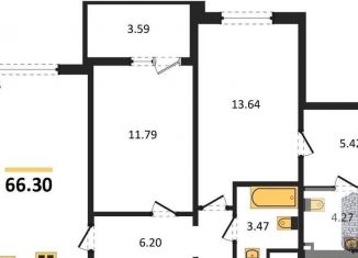 2-комнатная квартира на продажу, 66.3 м2, Воронеж, Ленинский район