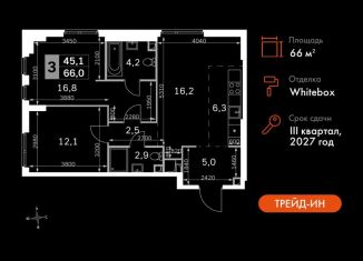 Продам 3-ком. квартиру, 66 м2, Москва, станция Хорошёво, жилой комплекс Сидней Сити, к6/3