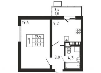 Продается 1-комнатная квартира, 37.8 м2, деревня Пирогово