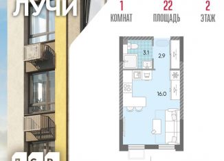 Квартира на продажу студия, 22 м2, Москва, ЗАО, Производственная улица, 17