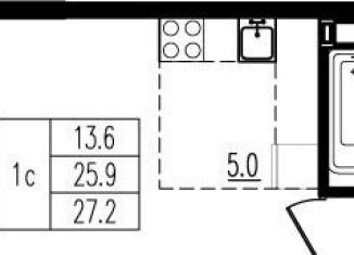 Продам квартиру студию, 27.3 м2, деревня Пирогово, улица Ильинского, 8