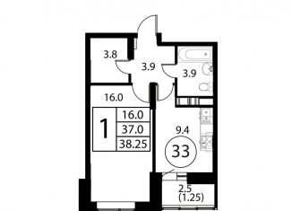 Продажа 1-ком. квартиры, 38.3 м2, Домодедово