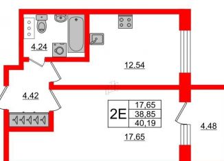 Продажа 1-комнатной квартиры, 40.2 м2, Санкт-Петербург, улица Инструментальщиков, 18