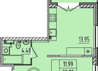 Продам 1-ком. квартиру, 38.5 м2, посёлок Шушары