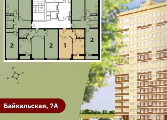 Продам 2-ком. квартиру, 51.9 м2, Пермь, Байкальская улица, 7А, Кировский район