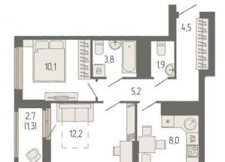 Продажа 2-комнатной квартиры, 47.4 м2, Екатеринбург, Верх-Исетский район