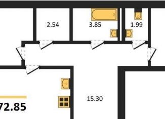 Продается двухкомнатная квартира, 72.8 м2, Павловск