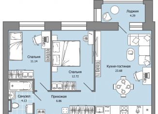 Продаю трехкомнатную квартиру, 61 м2, село Первомайский, ЖК Знак