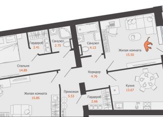 Продаю трехкомнатную квартиру, 84 м2, Киров, Ленинский район