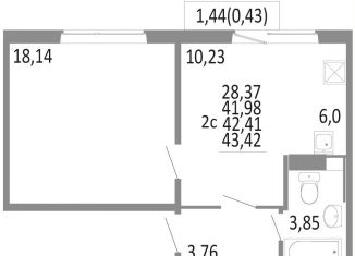 Продажа 2-комнатной квартиры, 43 м2, Челябинск, улица Блюхера, 123Ж, Советский район