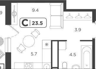 Продам квартиру студию, 24.3 м2, Тюмень, Центральный округ, Харьковская улица