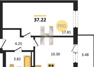 1-комнатная квартира на продажу, 37.2 м2, Калининград, Ленинградский район