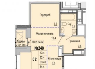 Продается 1-ком. квартира, 34.4 м2, Ижевск, Индустриальный район