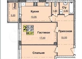 Продаю 2-ком. квартиру, 65 м2, Нижний Новгород, Нижегородский район, Деловая улица, 22