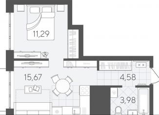 Продается 1-комнатная квартира, 35.5 м2, Тюмень, Калининский округ, Краснооктябрьская улица, 4Ак1