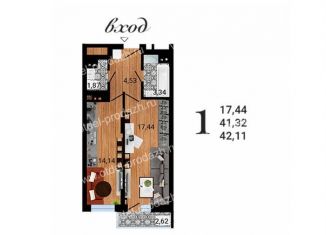 Продажа однокомнатной квартиры, 42.1 м2, Воронеж, улица Антонова-Овсеенко, 35С