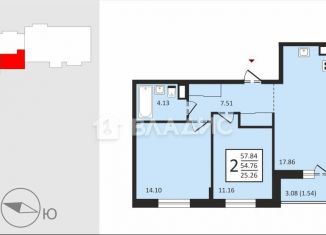 Продажа 2-ком. квартиры, 56.3 м2, Владимирская область