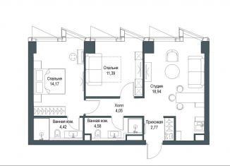 Продажа 2-ком. квартиры, 60.3 м2, Москва, ЖК Фили Сити