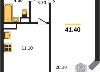 1-комнатная квартира на продажу, 41.4 м2, посёлок Отрадное, бульвар 70 лет Победы, 5