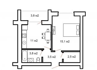 Продам однокомнатную квартиру, 39 м2, Ейск, улица Свободы, 38/2