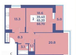 Продается двухкомнатная квартира, 66.7 м2, деревня Рогозинино, деревня Рогозинино, 5