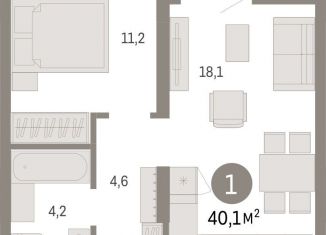 Продам 1-комнатную квартиру, 40.1 м2, Новосибирск, улица Аэропорт, 88