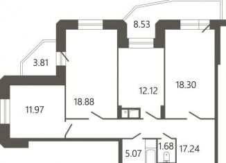 3-ком. квартира на продажу, 90.6 м2, Подольск, Советская улица, 18к2