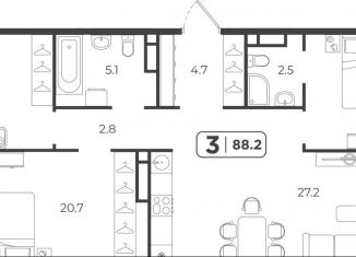 Продам 3-комнатную квартиру, 88 м2, Тюменская область, Холодильная улица