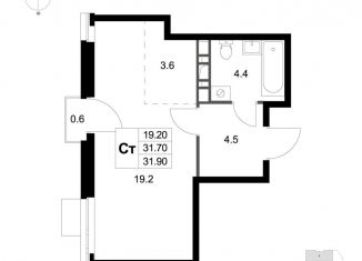 Продается 1-комнатная квартира, 31.9 м2, деревня Марусино