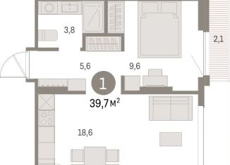 Продаю 1-комнатную квартиру, 39.7 м2, Свердловская область