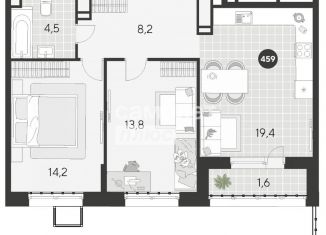 Продажа 2-комнатной квартиры, 61.7 м2, Омск