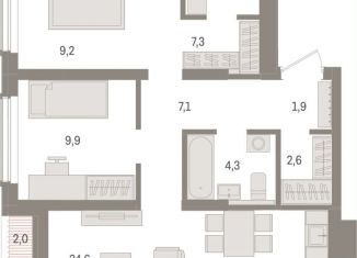 Продажа 2-ком. квартиры, 72.2 м2, Новосибирск, Заельцовский район, улица Аэропорт, 88