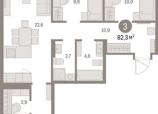 3-комнатная квартира на продажу, 82.3 м2, Екатеринбург