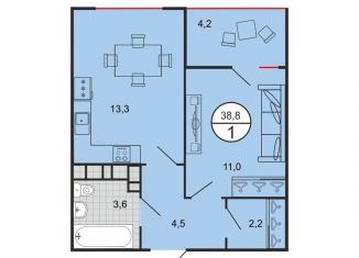 Продается однокомнатная квартира, 39.9 м2, Ставрополь