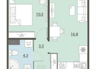 Продажа 1-комнатной квартиры, 35.1 м2, Екатеринбург, улица Архитектора Белянкина, ЖК Меридиан