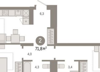 Продажа 2-ком. квартиры, 71.8 м2, рабочий посёлок Краснообск, Центральная улица, 10/3