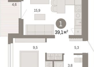 Продаю однокомнатную квартиру, 39.1 м2, Свердловская область