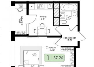 Продается однокомнатная квартира, 37.3 м2, Тульская область