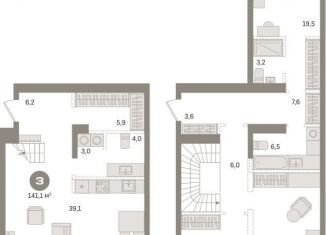 Продам 3-ком. квартиру, 141.1 м2, Тюмень, ЖК Речной Порт, Причальная улица, 7