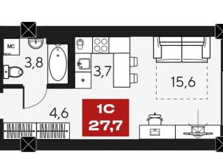 Продам квартиру студию, 27.7 м2, Новосибирск, ЖК Инские Холмы