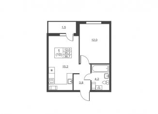 Продается 1-комнатная квартира, 36.7 м2, городской посёлок имени Свердлова